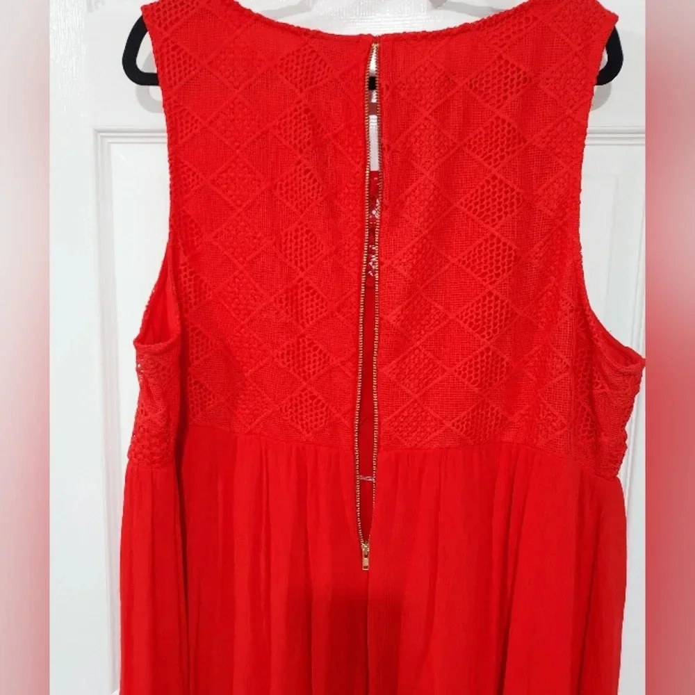 NWT Torrid Scarlett Red Crochet Lace Crinkle Gauze Sleeveless Dress in Size 26